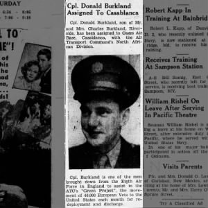 Donald Burkland assigned to Casablanca
